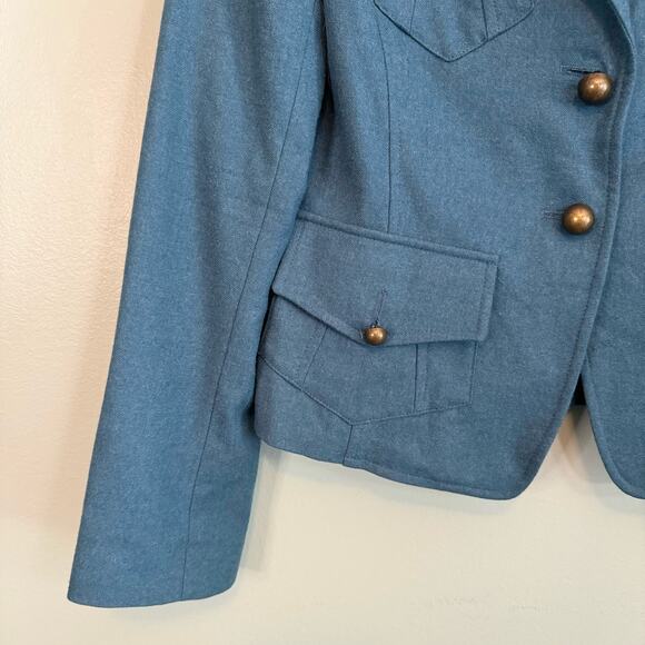 Yumi Mazao Jacket Womens 38 M Wool Career Military Business 2 Button Blazer Blue - Picture 6 of 10